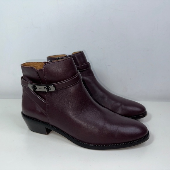 Coach Coleen Bootie Brown Burgundy Buttery Soft Leather Zip Ankle Boots Size 8B - Picture 1 of 16